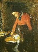 Anna Ancher gamle lene plukker en gas Germany oil painting artist